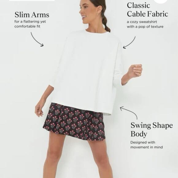 Tuckernuck Size XS / S TNUCK Sport White Cable Ally Swing Sweatshirt Oversized - Picture 8 of 8